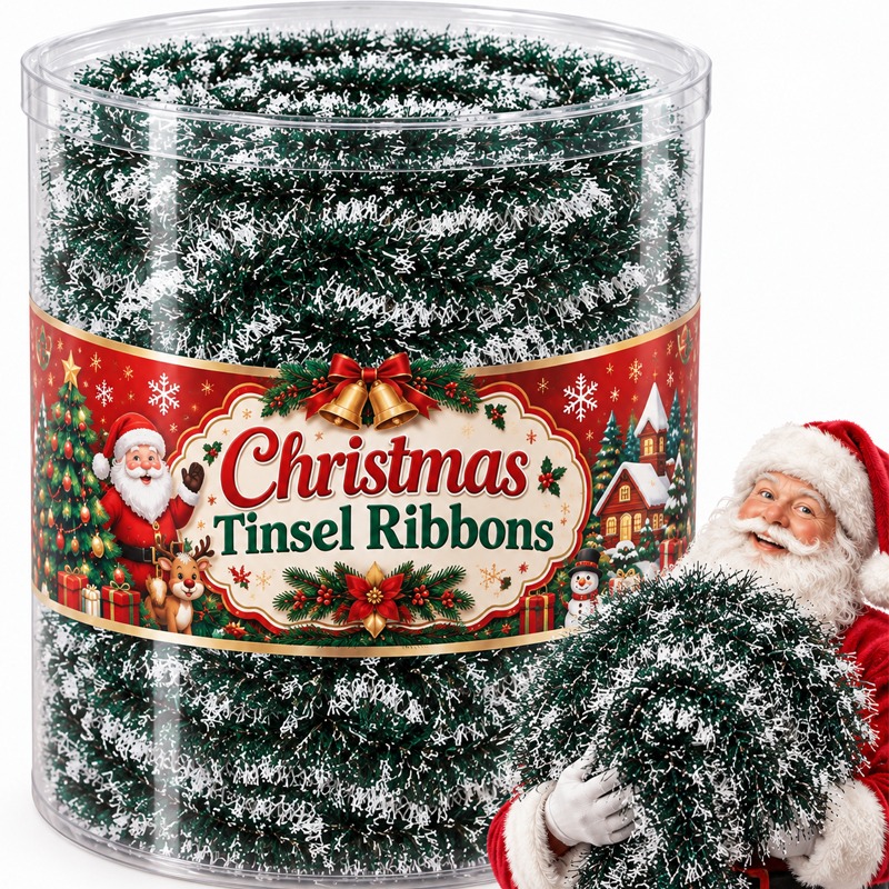 Tinsel Garland Decoration - Cintas de espumilla navideña, guirnalda de
