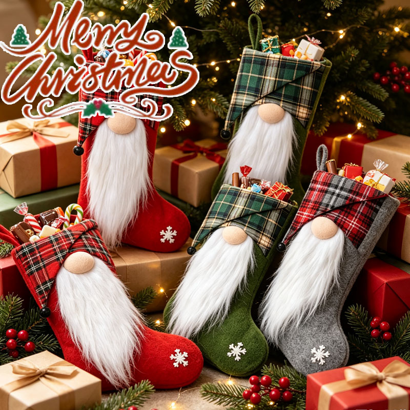 Christmas Stocking Hanging - 1-4 Bolsas de Regalo Navideñas para