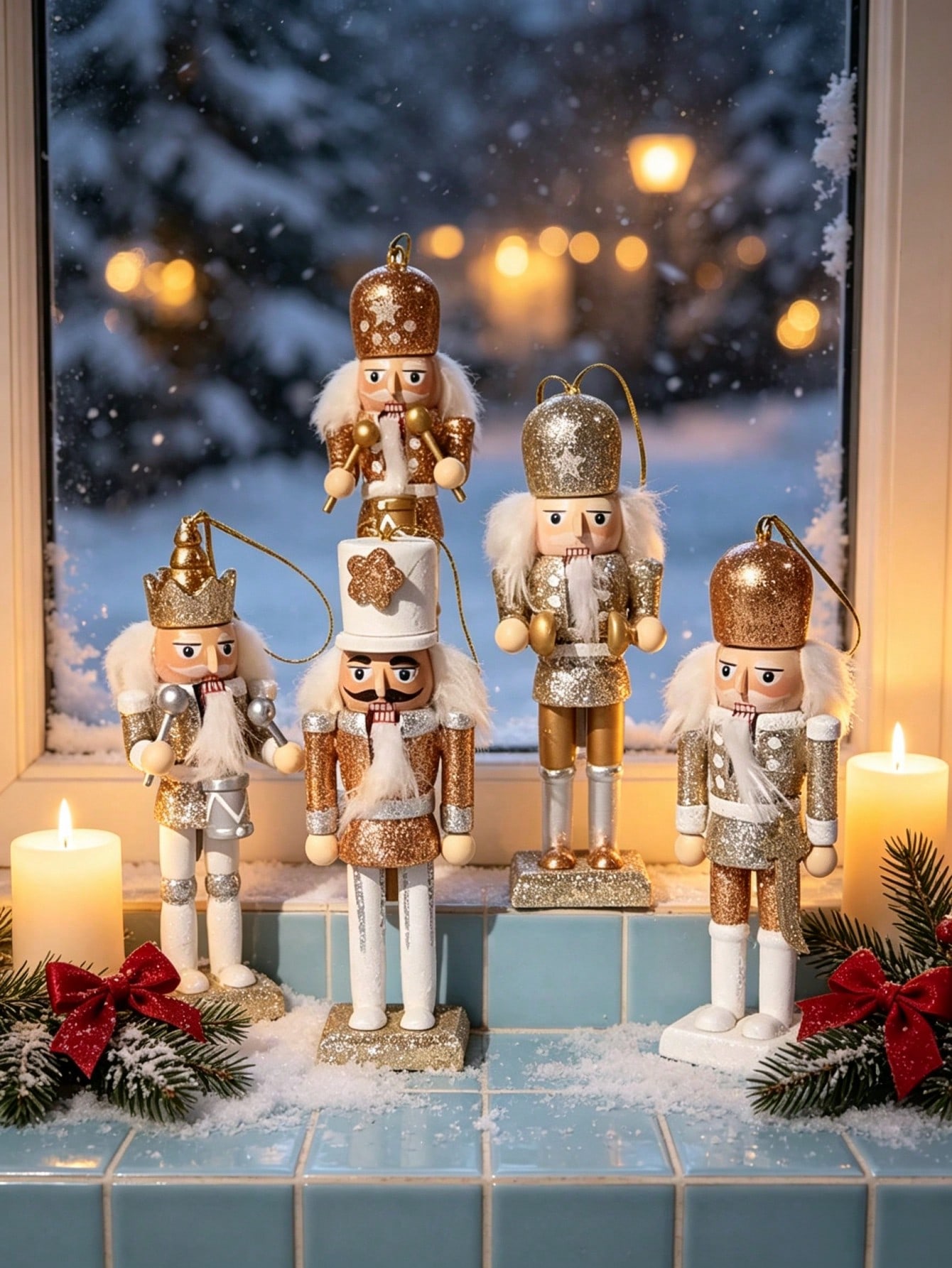 Nutcracker Figurine - Juego de 5 colgantes de madera