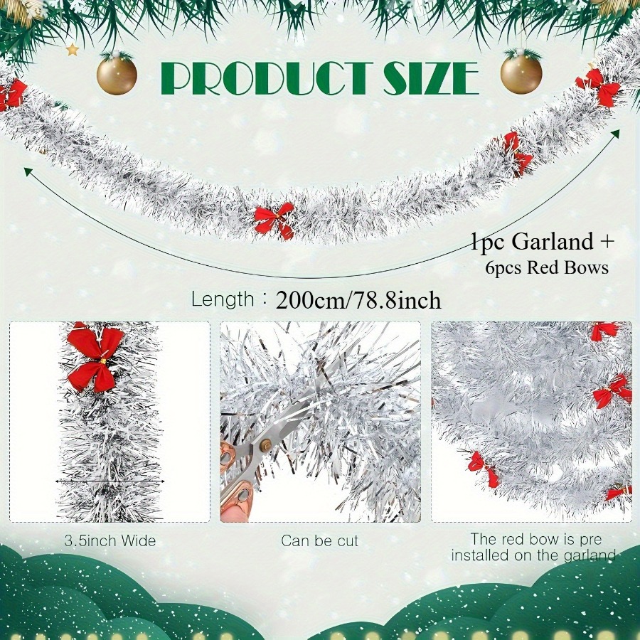 Guirnalda de Navidad con Lazos - Tinsel Garland Decoration reseña y precio