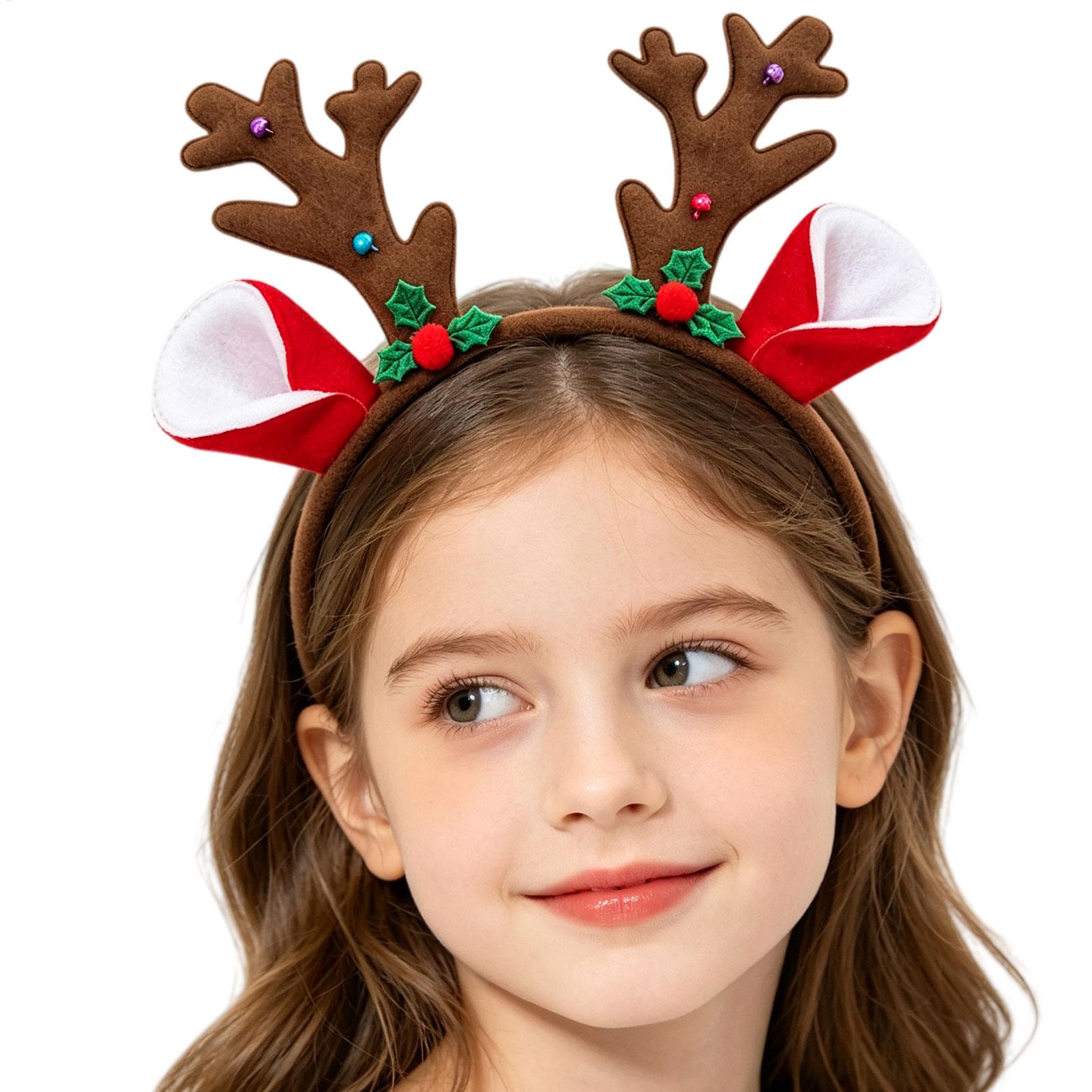 Diadema navideña con cuernos d - Reindeer Antlers Headband reseña y precio