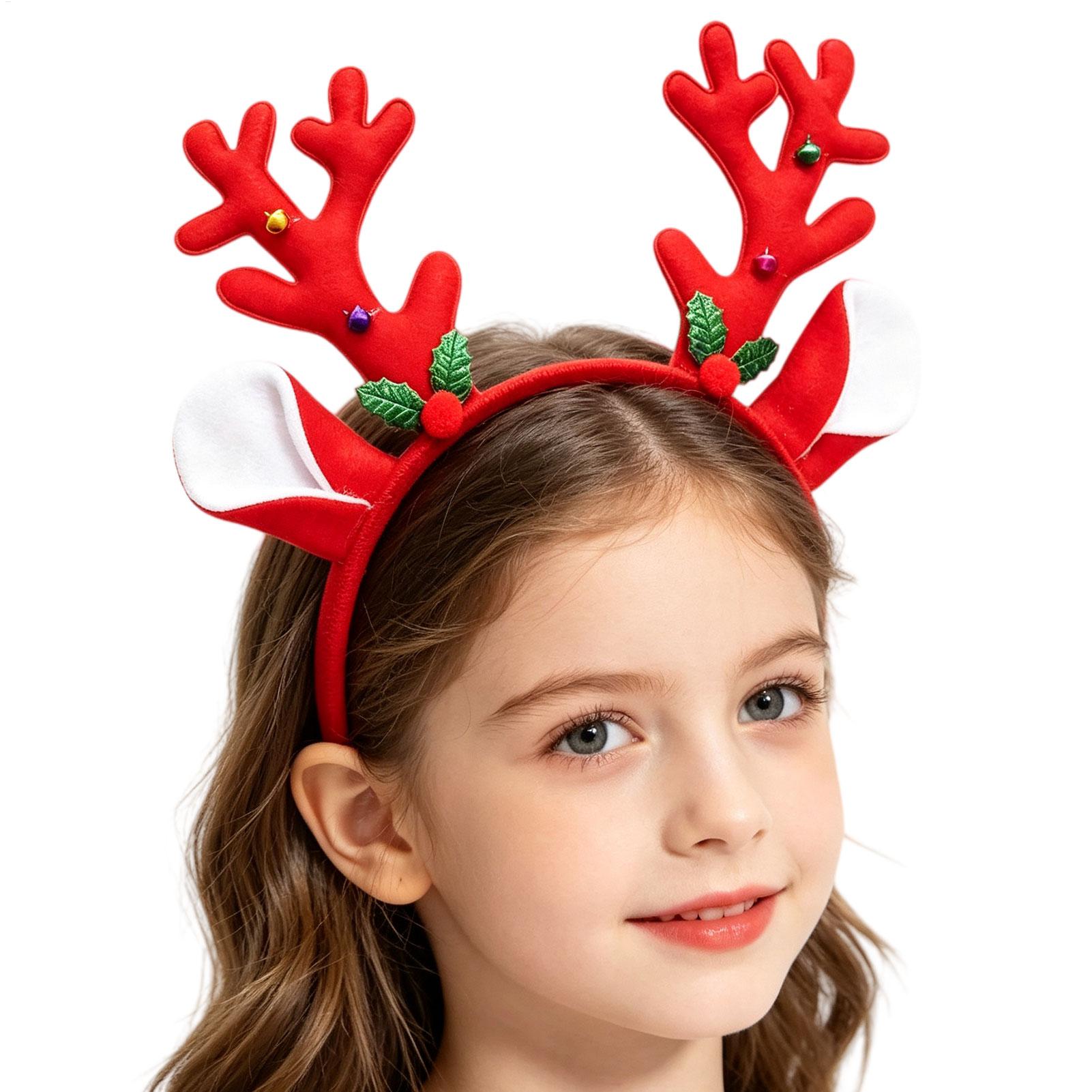 Diadema navideña con cuernos d - Reindeer Antlers Headband reseña y precio